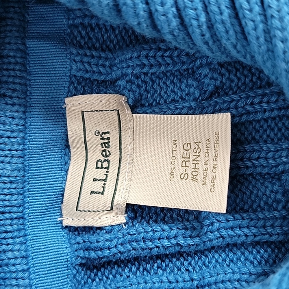 L.L. Bean Women's Blue Short Sleeve Cable Knit Cardigan Sweater, S - Picture 5 of 7